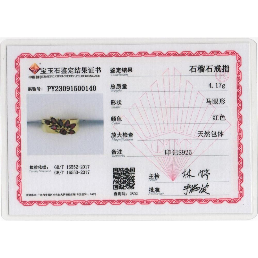 Nya mönster Smyckesset med naturlig röd granat ädelstensring örhänge 925 sterling silver 18k guldplätering fina smycken för kvinnor