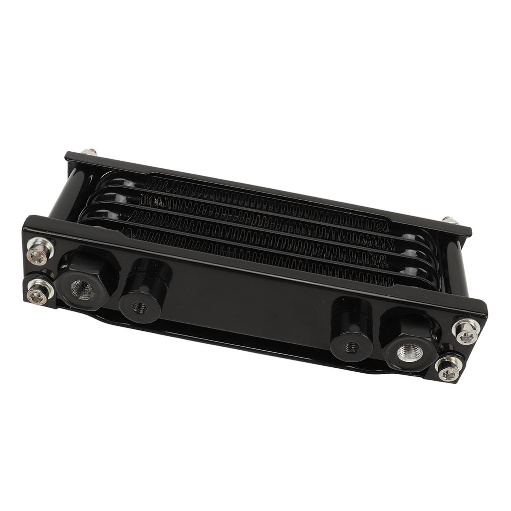 17PCS Motorcycle Oil Cooler Radiator Set Aluminum 4 Row Engine Oil Cooling Kit Replacement for Monkey 125cc‑140cc Black
