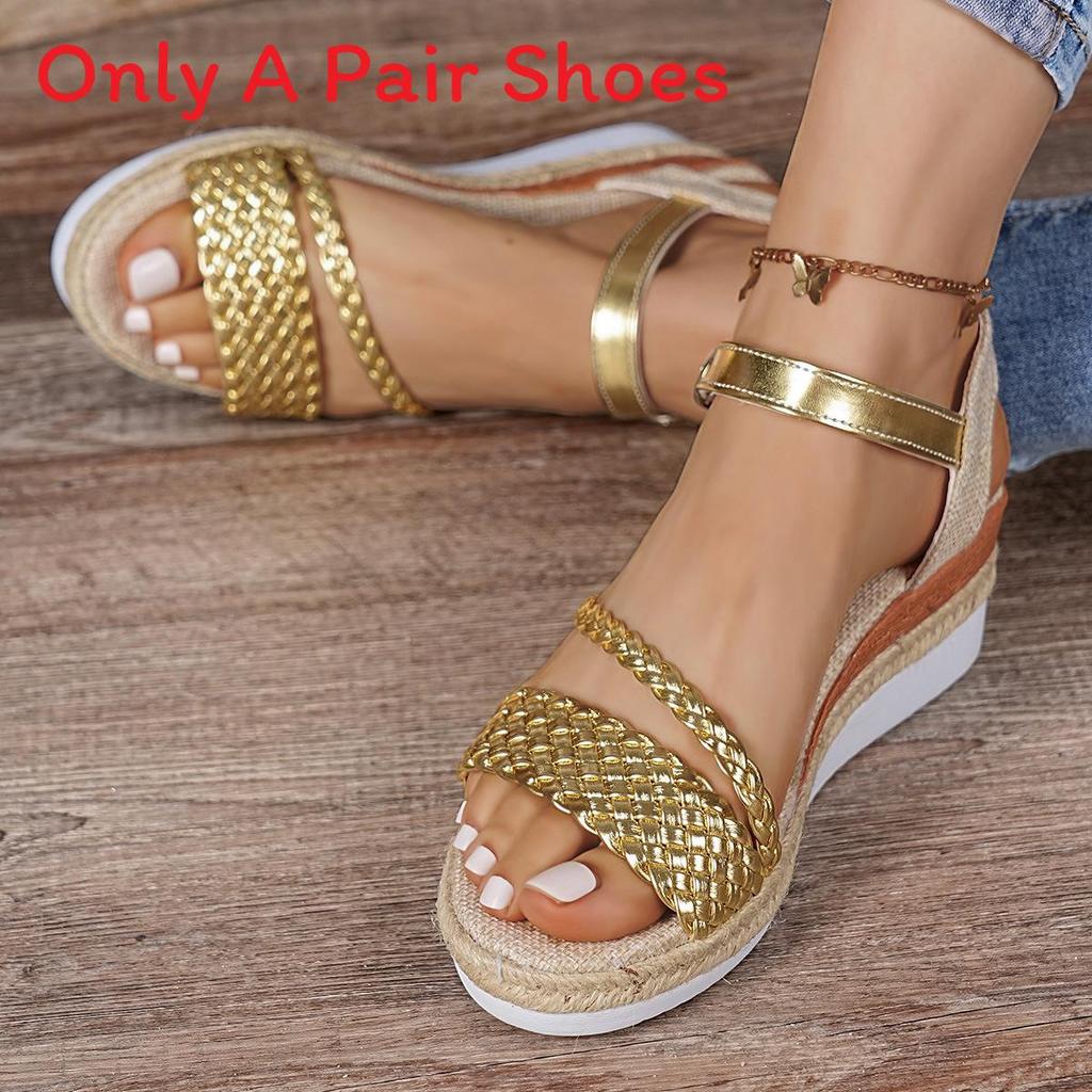 Roman Sandals Women Summer Thick Sole Pu Strap Buckle For Casual Beach Wear
