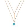 Women Double-layer Turquoise Necklace Water Drop Shaped Pendant Clavicle Chains Necklace