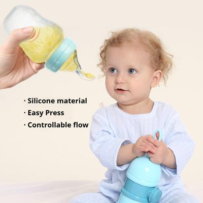 Newborn Baby Wide Mouth Feeding Bottle Rice Cereal Bottle Straw Cup 3 In 1 Set Food Grade Silicone Squeeze Soft Spoon Feeding Bottle