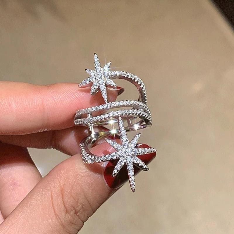 Light Luxury Niche Ring, Personalized Micro-Star Ring, Multi-Layer Surrounding Geometric Exquisite Jewelry