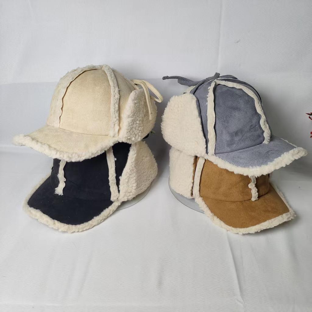 Lei Feng hat men and women autumn and winter couple retro ins lamb wool versatile ear protection cold soft top tide Korea