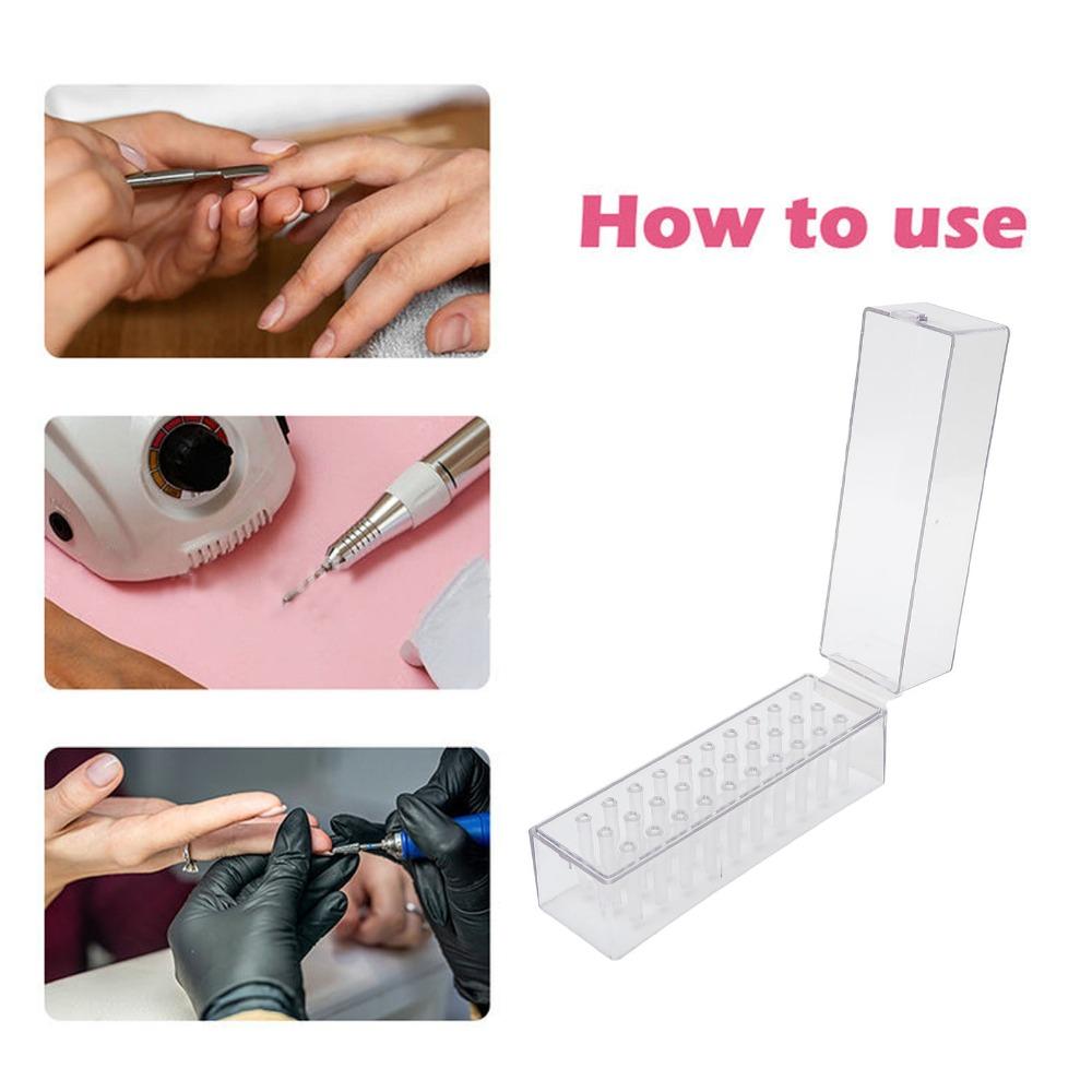 Dustproof Structure Nail Drill Bits Holder Stand  Practical Storage For Daily Nail Art Tools