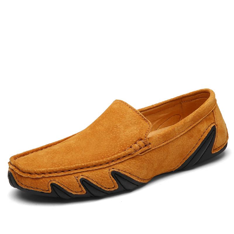 Plus Size Genuine Leather Made Korean Trendy Versatile Casual Shoes Slip-on Lofter Driving Shoes