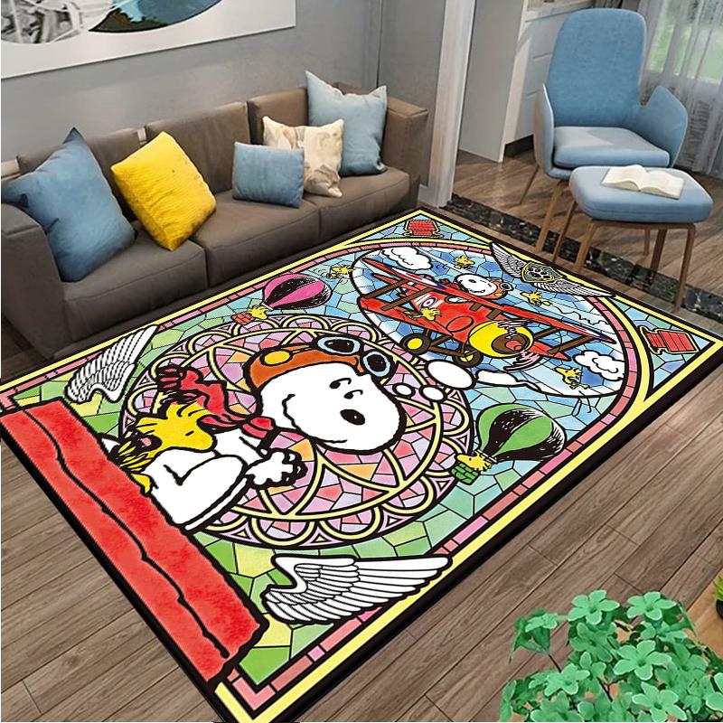 Retro Cartoon Snoopy Kawaii Dog Area Rug 3D Carpet for Living Room Home Decor Large Area Rug Bedroom Rug Non-slip Floor Mat Gift