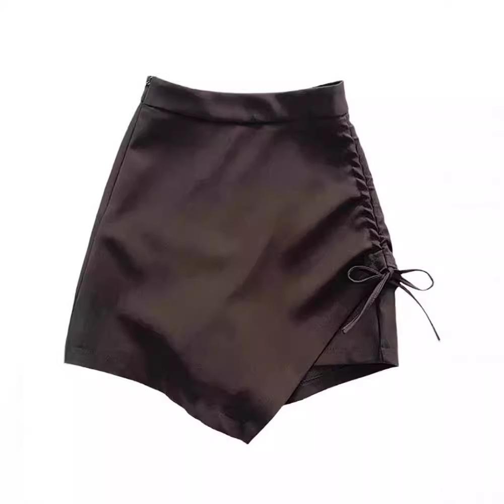 Spring 2024 Women's High-Waist Slim A-Line Pleated Drawstring Skirt