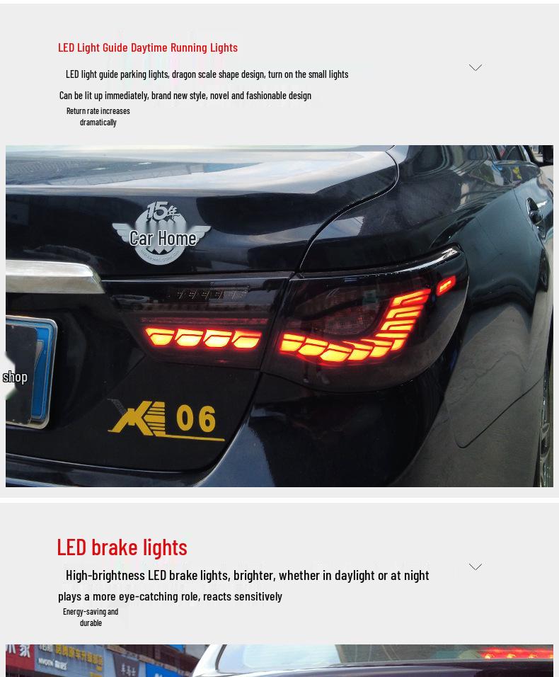 LED Dragon Scale Daytime Running Lights & Flowing Turn Signal Taillights for 10-17 Toyota Reiz