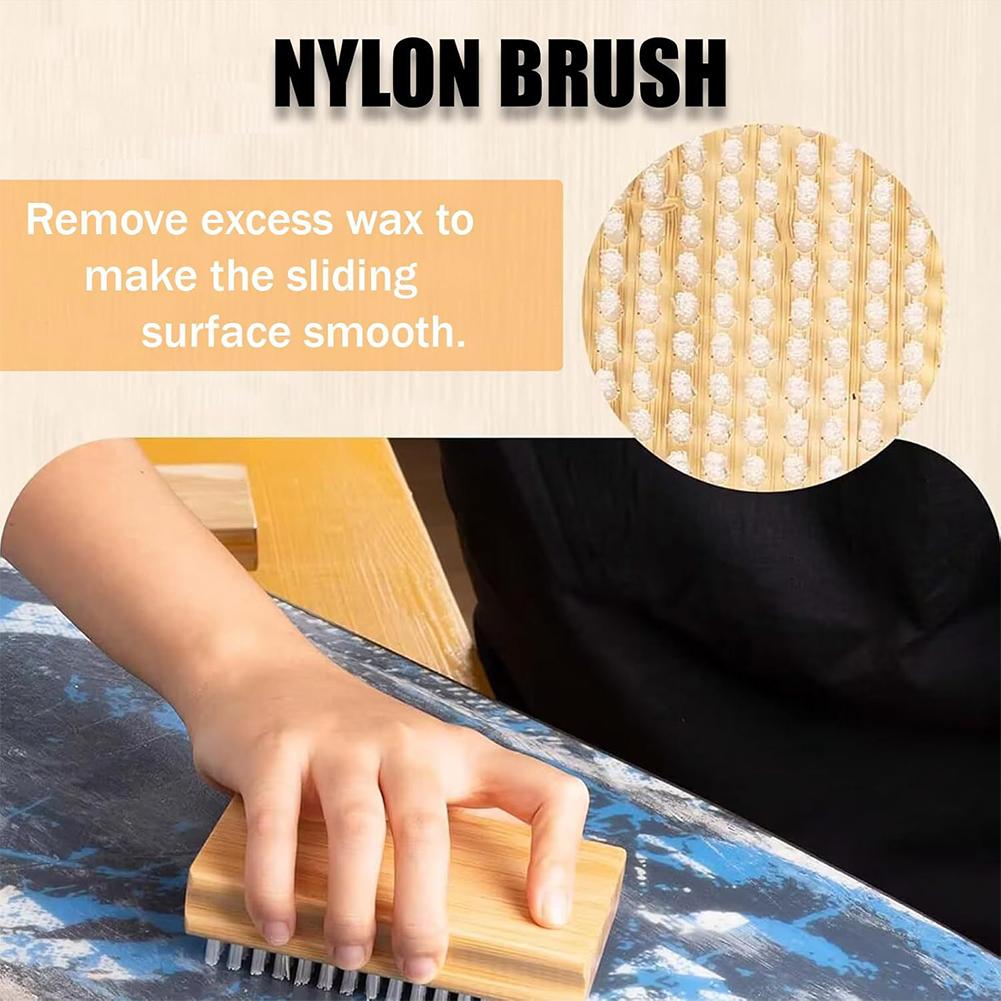 3Pcs Ski/Snowboard Wax Brush Kit Ergonomic Handle Ski Wax Brush Portable Ski Snowboard Tuning Brush for Outdoor Skiing