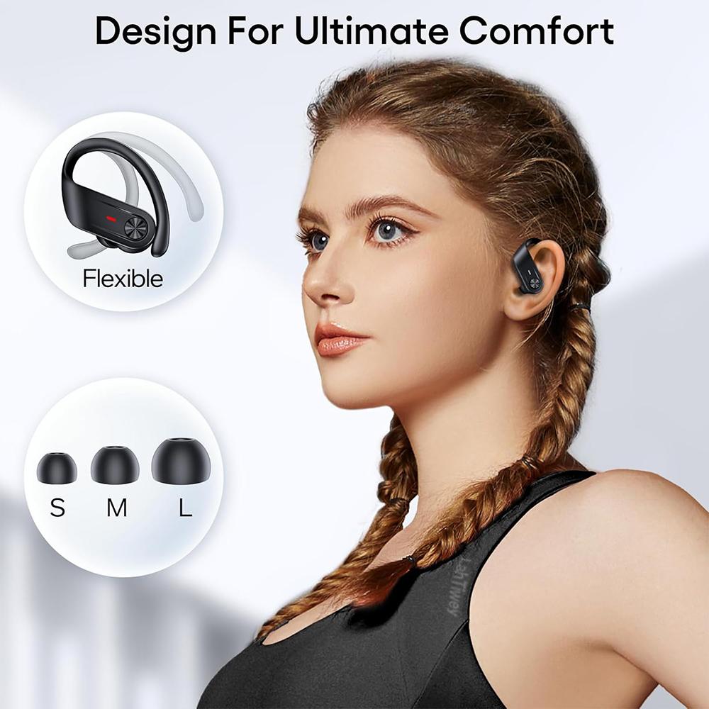 Bluetooth 5.4 Wireless Earbuds Waterproof Sports Over-Ear Hooks Earphones with Mic for Sports Running Workout Gym 80Hrs Palytime