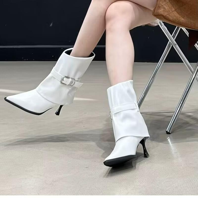 2025 Designer Women Boots Pointed Toe High Heels Sexy Shoes 2025 Brand Pumps Winter Woman Chelsea Boots Leather Shoes