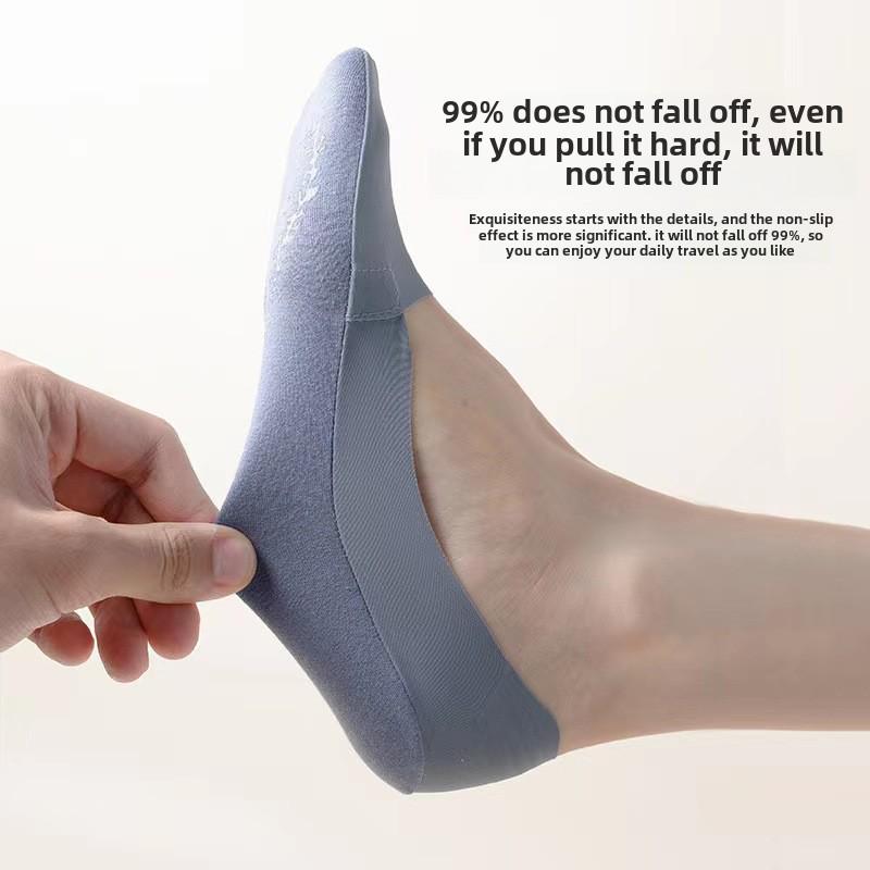 Damen Unsichtbare Eis-Seide Bootssocken - Atmungsaktiv, Schweißabsorbierend, Rutschfeste Baumwollsohle für Fersen