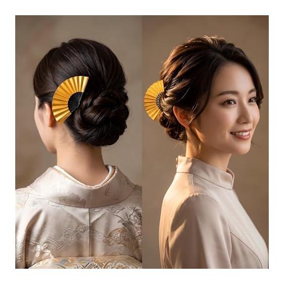 WENJESO Hairpin, Fan Design U-Shaped Hair Stick, Japanese Retro New Chinese Style Hair Accessories, Elegant Updo Hair Clip, Suitable for Japanese
