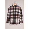 Women Vintage Plaid Long Sleeve Shirt Loose Color Collision Lapel Tops Jacket