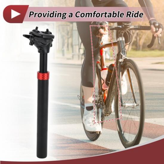 Bike Seat Posts 27.2x300mm Suspension Shock Absorber Black Red Aluminum Alloy