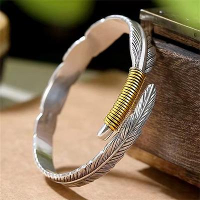 Minimalist Ethnic Style Vintage Distressed Feather Bracelet Open Fashion Trend Unisex Leaf Bracelet Women's Jewelry