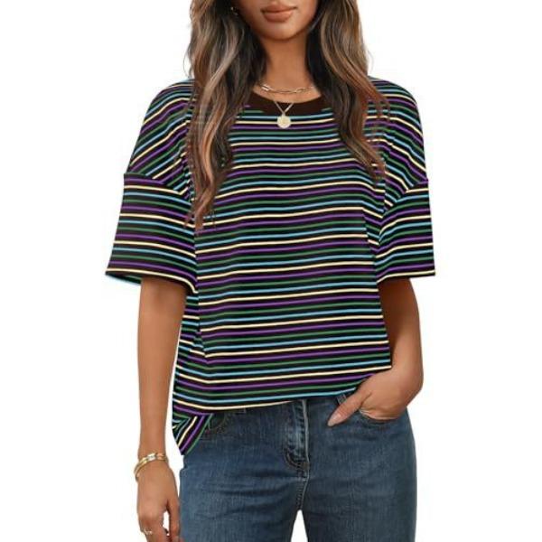 Fun Stripe Style 3D Printed Short Sleeved T-shirt Fashionable Comfortable Soft Breathable Large Loose Summer T-shirt
