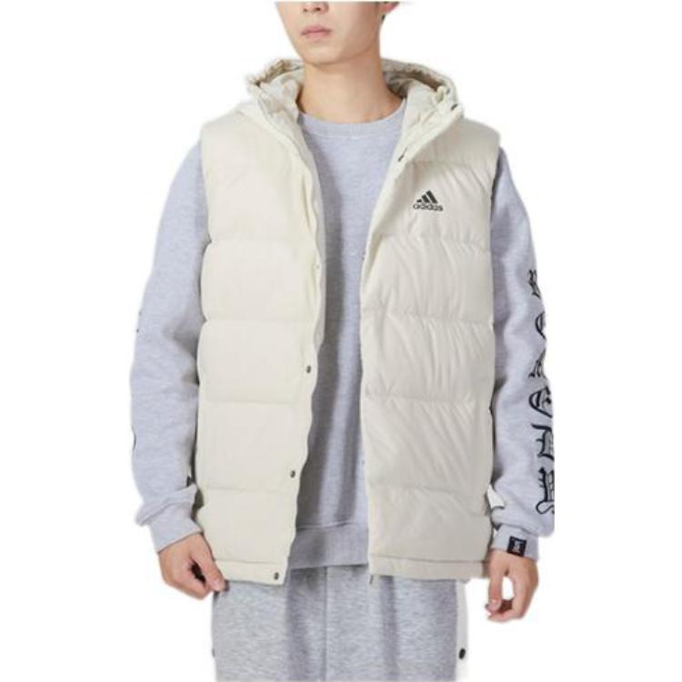 adidas Unifarbene Kapuzen-Zip-Weste mit Markenlogo-Print Herren Oberbekleidung Weiß HE1462