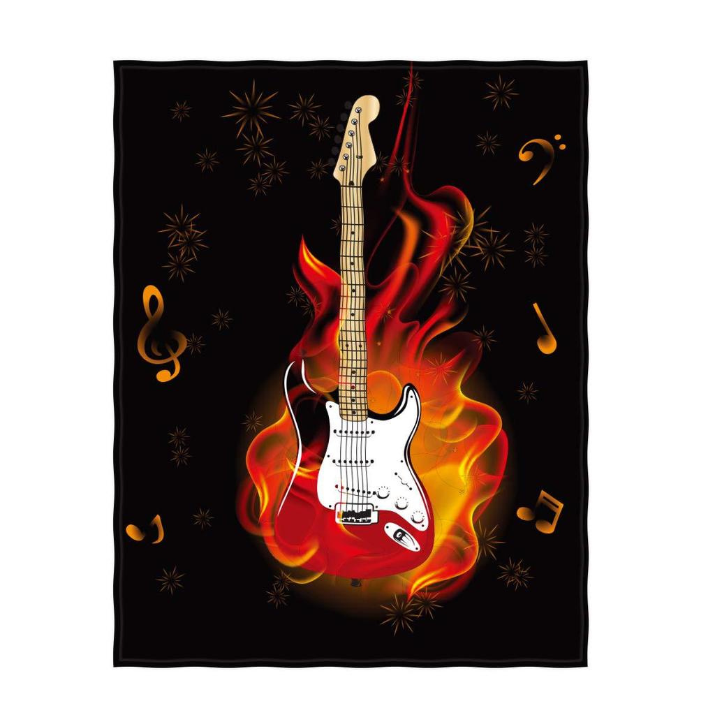 Popular Guitar Blanket Music Instrument Pattern Digital Printing Blanket Sofa Blanket