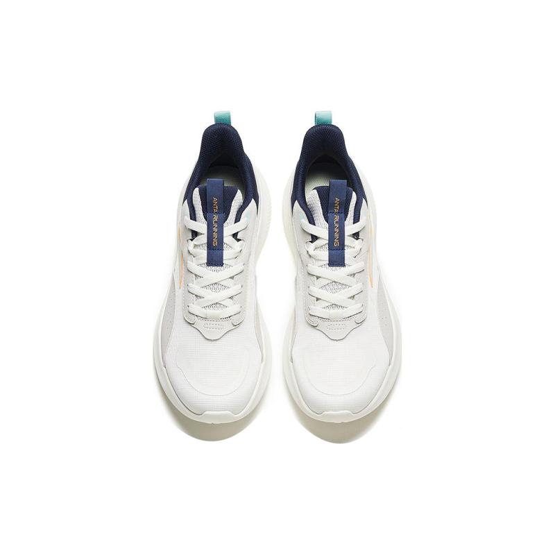 Anta Liuyun Abrasion Resistant Low Top Casual City Commute Running Shoes Men's White Orange Sneakers 912345512-2