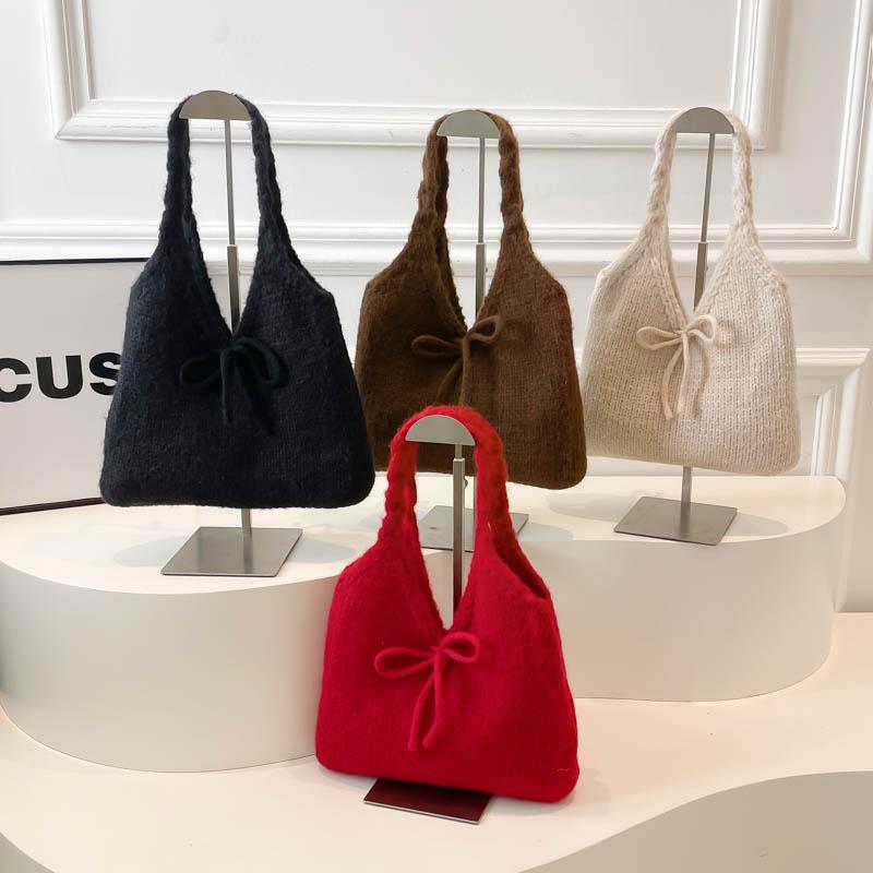 Fabric Solid Bow Shoulder Bags Autumn/winter New Large Capacity Women's Bags 2026  Sweet Versatile Women's Handbags