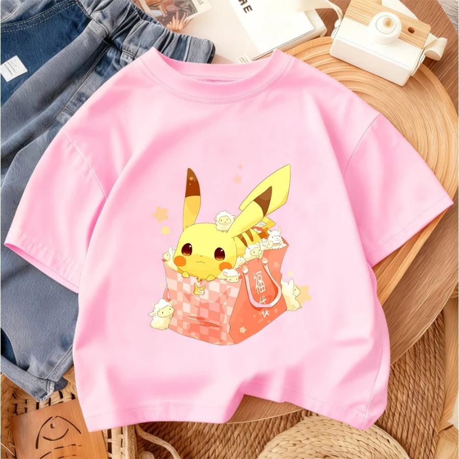 

Cute Kawaii Summer Children s Fashion Streetwear Boys and Girls Casual Cartoon T-Shirt Pikachu 100