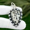 Pear Dalmation Jasper Stone 925 Silver Birthday Engagement Bezel Wedding Pendant
