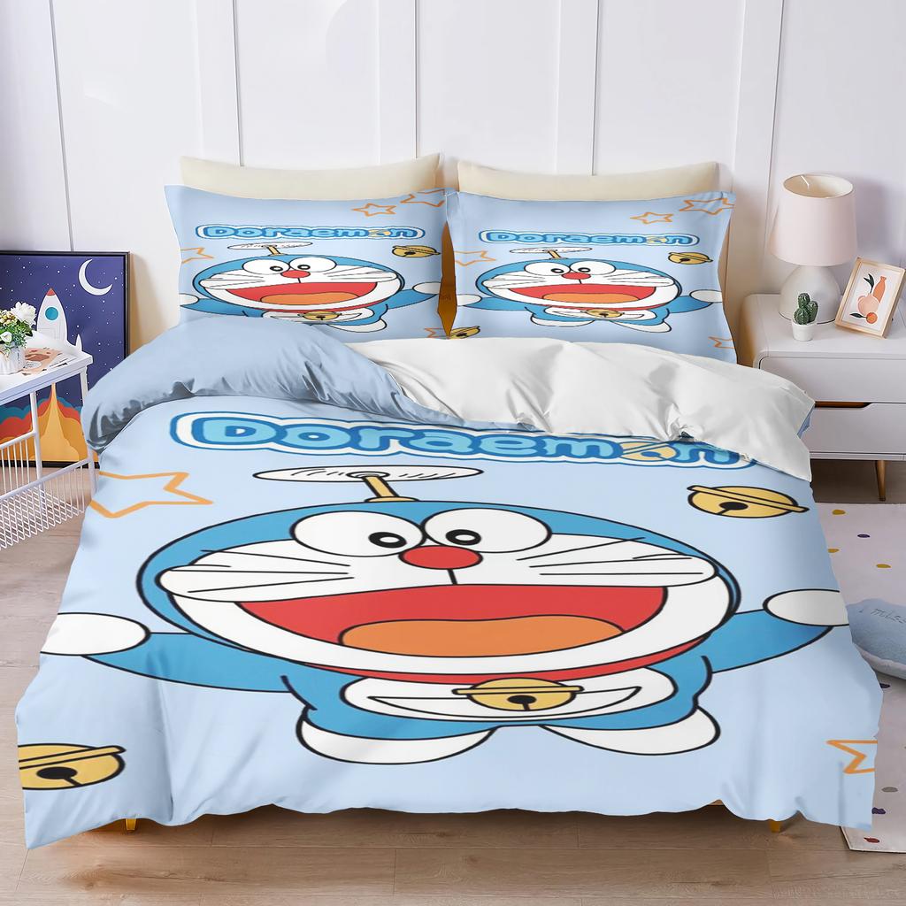 Cartoon Duvet Cover Home Blue Printed Pillowcase Set Adult Bedroom Children Comforter Bedding