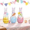 Colorful Easter Bunny Figurine Hand-Painted Cartoon Rabbit Statue  Tabletop Decor