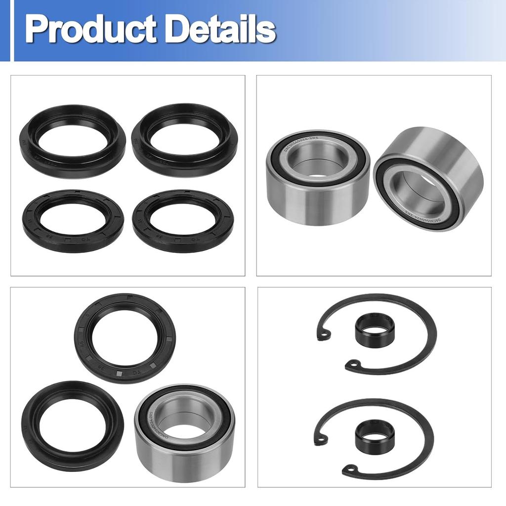 91256-HM7-003 Front Wheel Bearings Seals Kit Fits for ATV Foreman 400 450 500, Rubicon 500 650 680 Replace 91051-HA7-651 91209-HN2-003