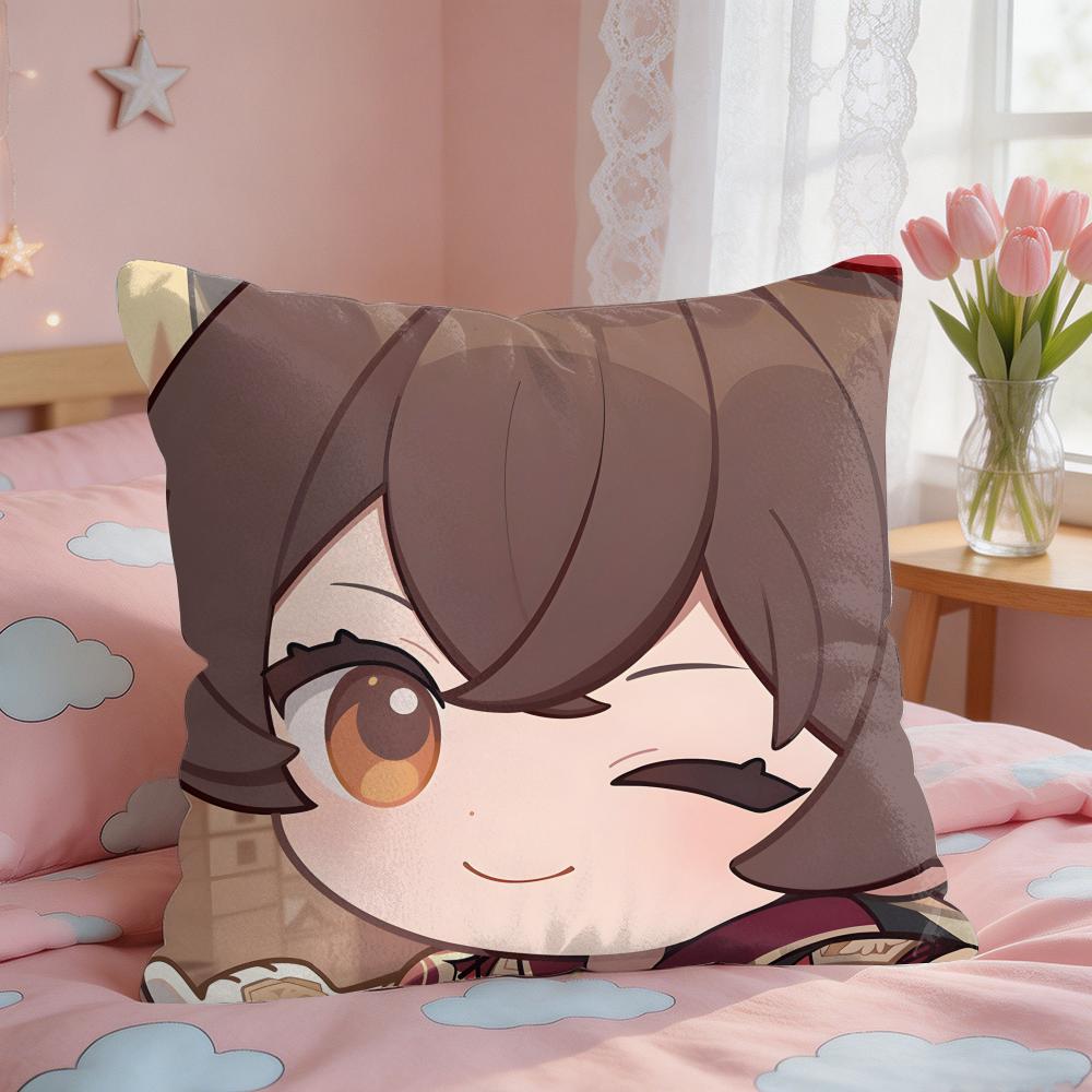 Amber Cute Cute Genshin Impact Cushion Cover Square Short Plush Pillow Case Living Room Sofa Home Decor Funda X