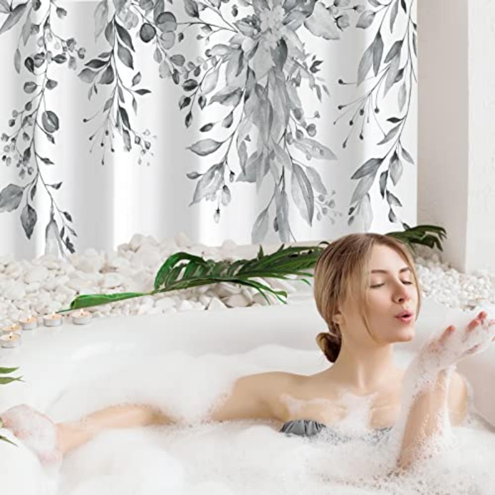 VIKAMA Zen Orchid Stone Pattern Print Shower Curtain, Suitable For Bathroom Window, Bathtub Partition, Home Decor Bath Curtain
