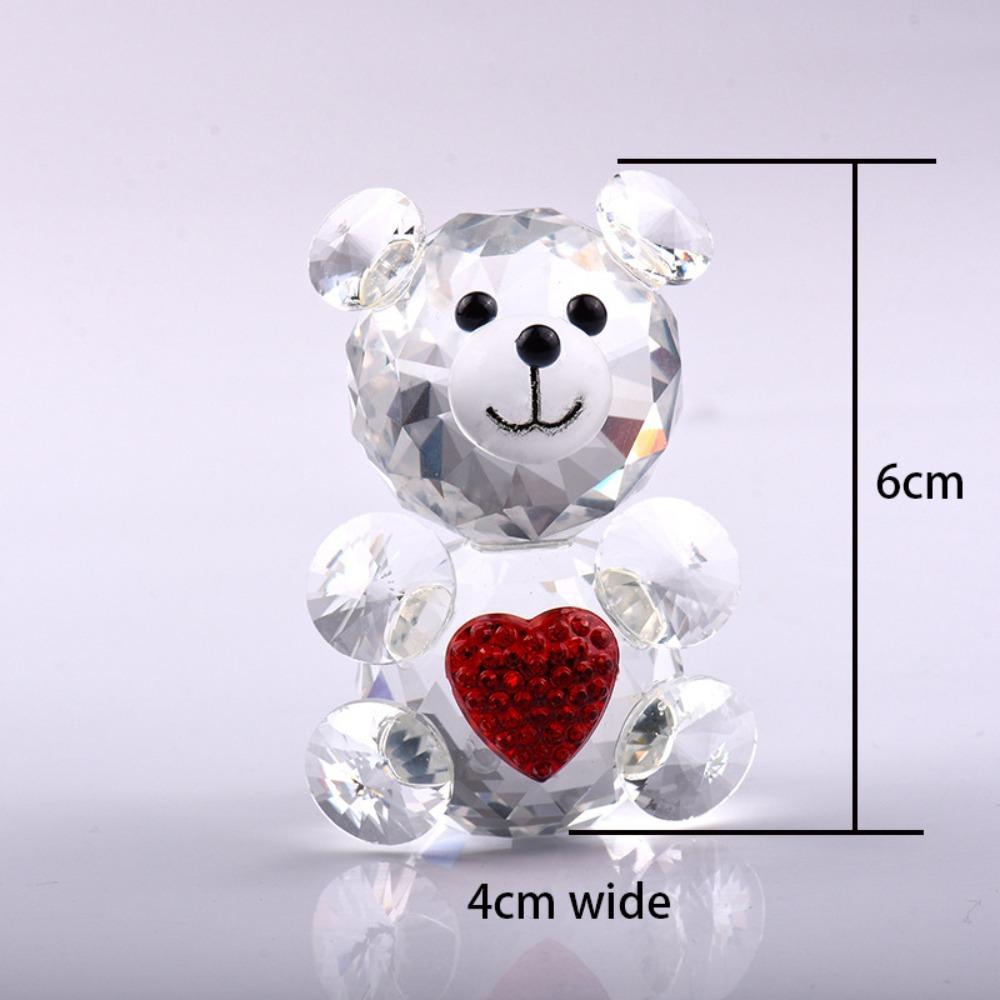 Red and Transparent Crystal Baby Bear Figurine Collection Bear Pretty Glass Ornament  Home