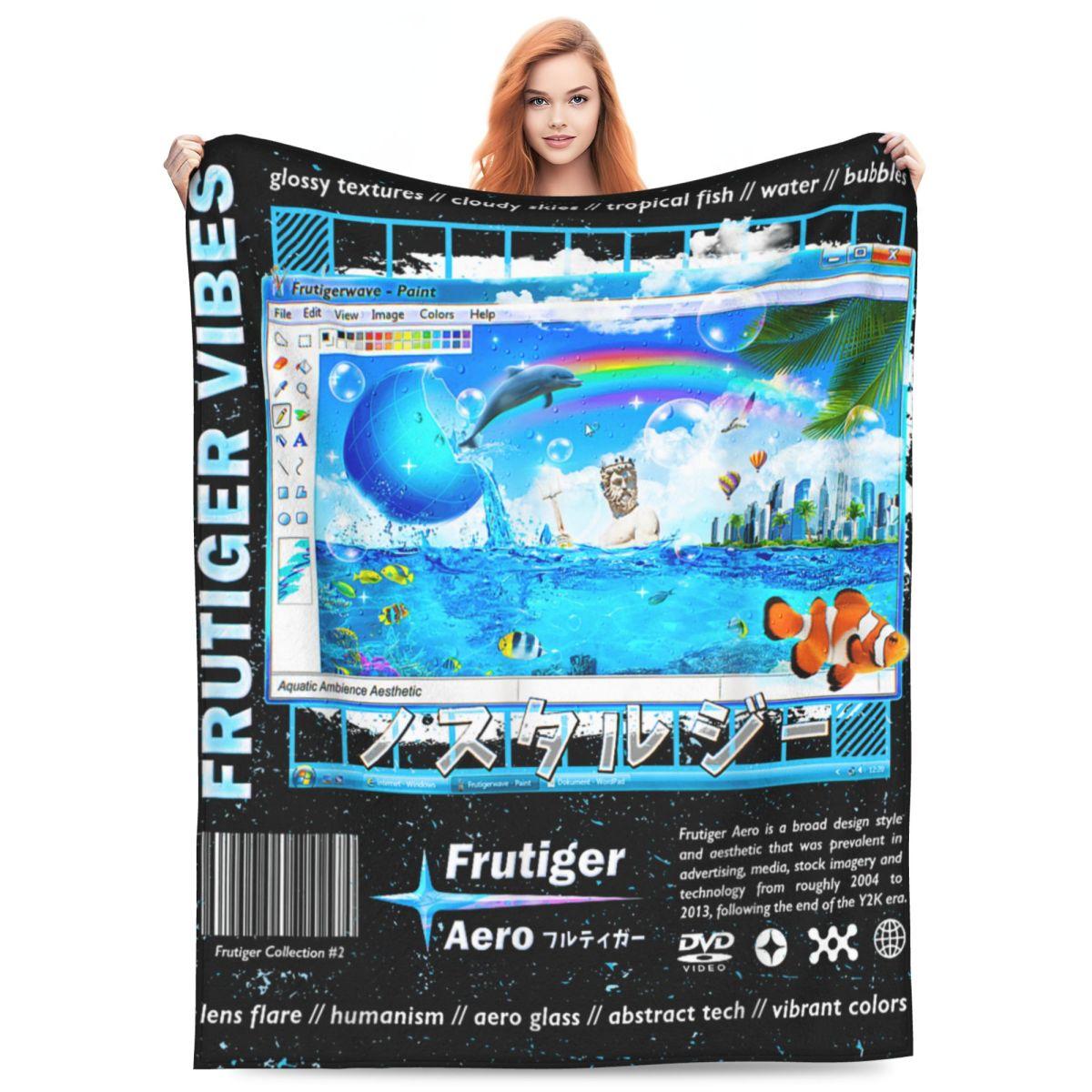 Frutiger Aero Fashion Blanket Warm Novelty Plush Throw Blanket For Couch Chair Sofa Camping Flannel Bedspread Bed Cover Size: 75*100cm, Weight: 230 GSM