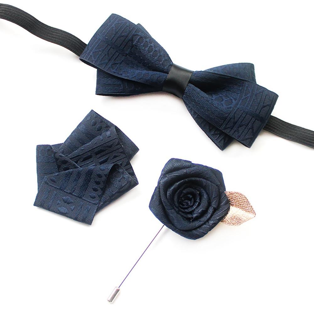 

Pocket Square Detachable Design Bow Tie Soft Flower Brooch Suit Accessories