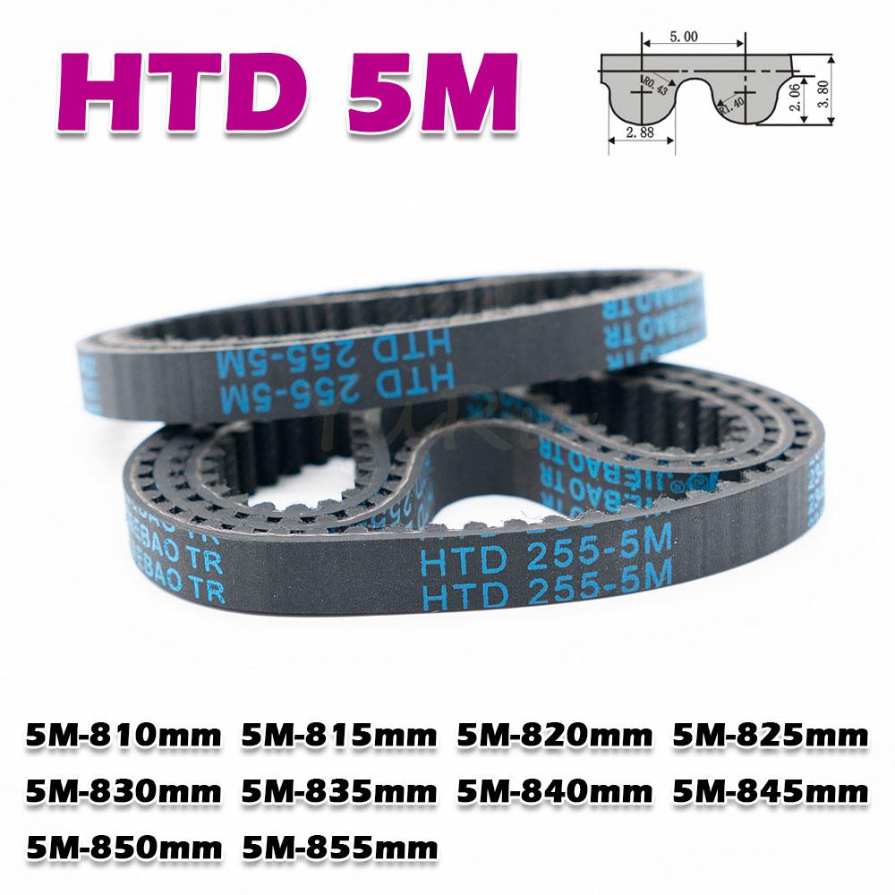 HTD 5M 810 815 820 825 830 835 840 845 850 855mm Closed Loop Timing Belt Perimeter HTD5M Rubber CNC Transmission Width 10~50mm