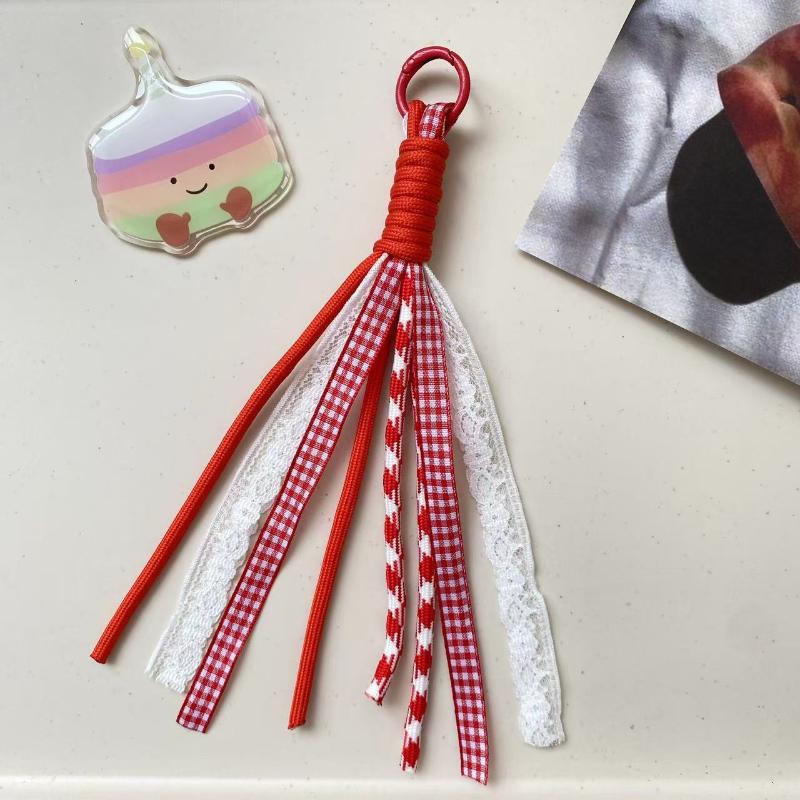 Lace Keychain Braided Rope Charm Pendant Keyring  Simple All-Matching Bag Decoration Jewelry Accessories