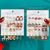6 Pairs New Christmas Set Cross Border Hot Selling Cartoon Dripping Oil Elk Santa Claus Christmas Tree Earrings for Women