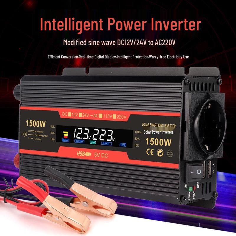 CARMAER 500W/2000W Modified Sine Wave Car Inverter, 12V/24V To 220V, 60HZ, European Standard