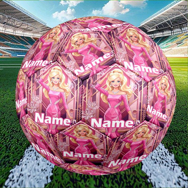Custom Name Personalized Barbie Print Size 5 Soccer Ball Training & Match Football, for Team, Kicking, Gift for Football Enthusiasts