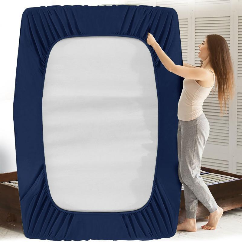 

1 Waterproof Fitted Sheet Soft and Breathable Deep Pockets Fits 28cm Mattress Cover Fits Single, Double Mattress Protector High-Quality Bedding 90x200cm