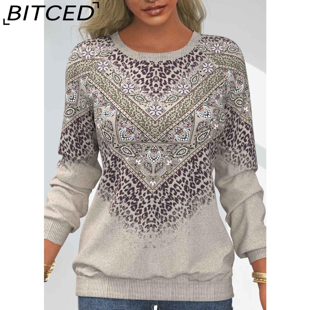 

BITCED Женская мода повседневные толстовки с длинным рукавом и круглым вырезом S