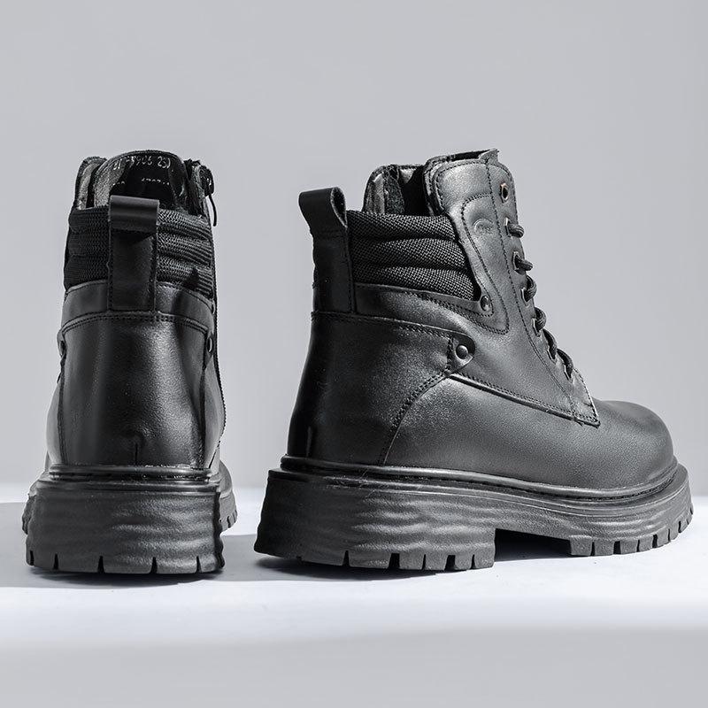 Winter new tooling shoes trendy men's Martin boots men's genuine leather wool warm leather boots men's top layer cowhide cotton boots