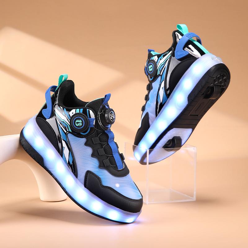 Boys/girls Two-wheel Dual-purpose Roller Skates Double Row Heely Shoes Roller Skates Luminous Sports Shoes Rechargeable
