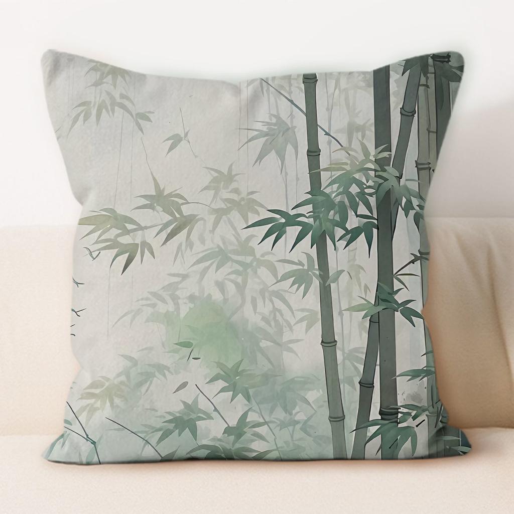 Traditional Chinese Ink And Bamboo Pillowcase, Suitable For Home Sofa Decoration, Living Room, Dormitory