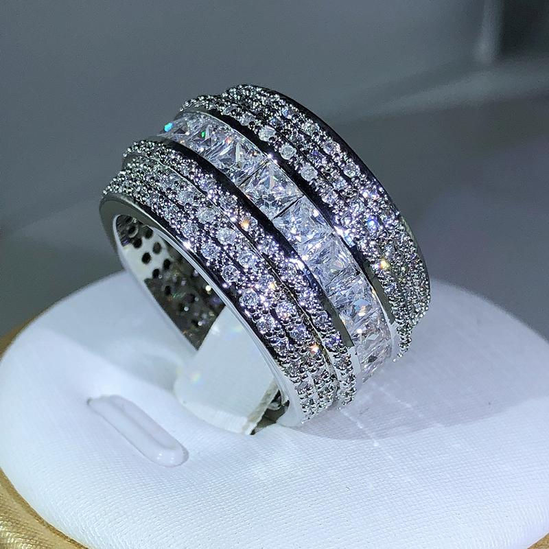 Elegant  Sterling Silver Exquisite White Zircon Stone Ring Finger Rings For Women Love Valentine's Day Gifts