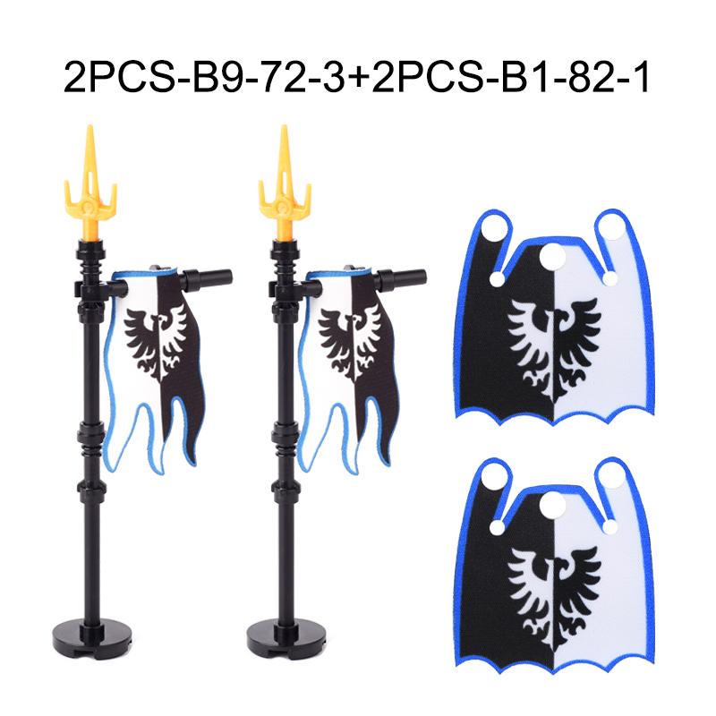 Medieval Military War Army Castle Knight Soldier Figures Building Blocks Weapon Cloak Helmet Shoulder Armor Flag Warrior Shield
