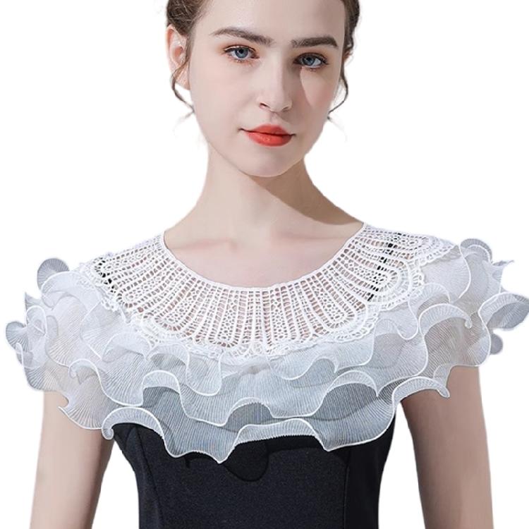 

Breathable Lace Capelet Shawl Retro Collar Accessory Soft Cotton Blend Easy Wash Daily Occasion Wear белый