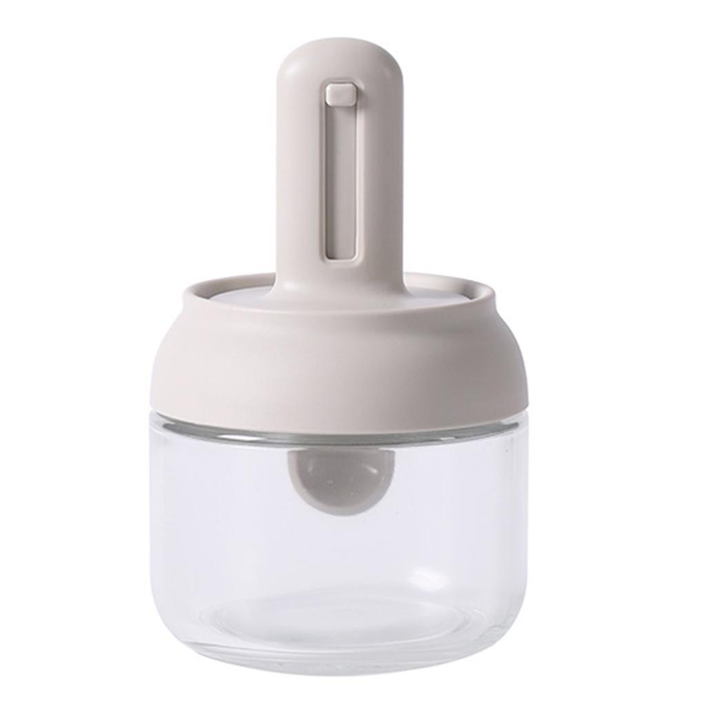 Seasoning Jar Retractable Spoon Glass Transparent Spice Condiment Storage Container Box for Home