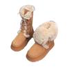 Thick-soled snow boots winter new lace-up two wear piled thickened large cotton shoes medium tube cotton boots